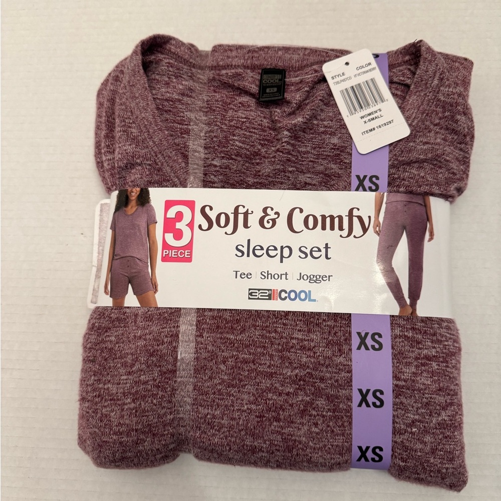 32 Degrees Women's 3-Piece Soft & Comfy Pajama Sleep Set in Heathered Mauve